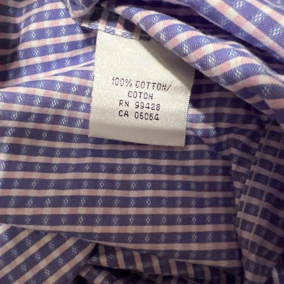 Bugatchi Classic Fit Men’s Dress Shirt 100% Cotton Blue & Pink Plaid - Picture 4 of 4